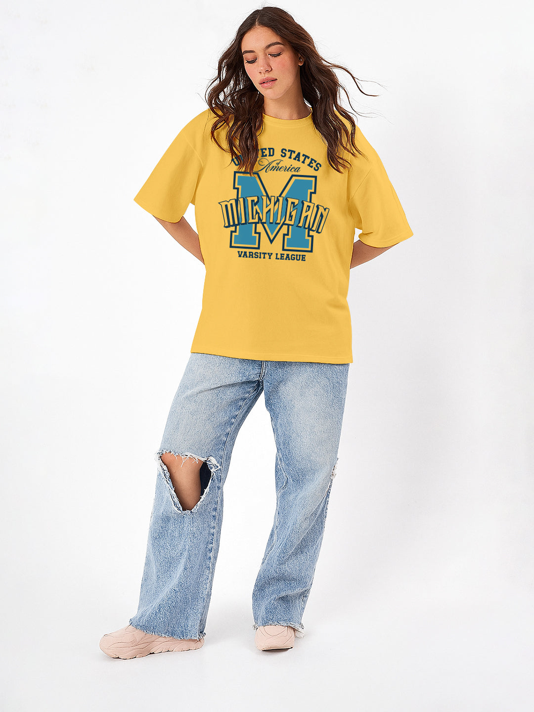 Michigan Women Oversized T-Shirt - Yellow
