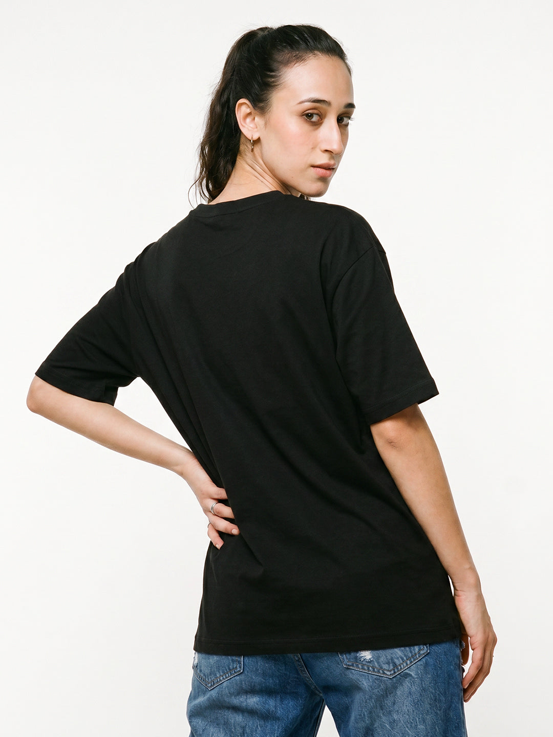 Moth and Melody Women Oversized T-Shirt - Black