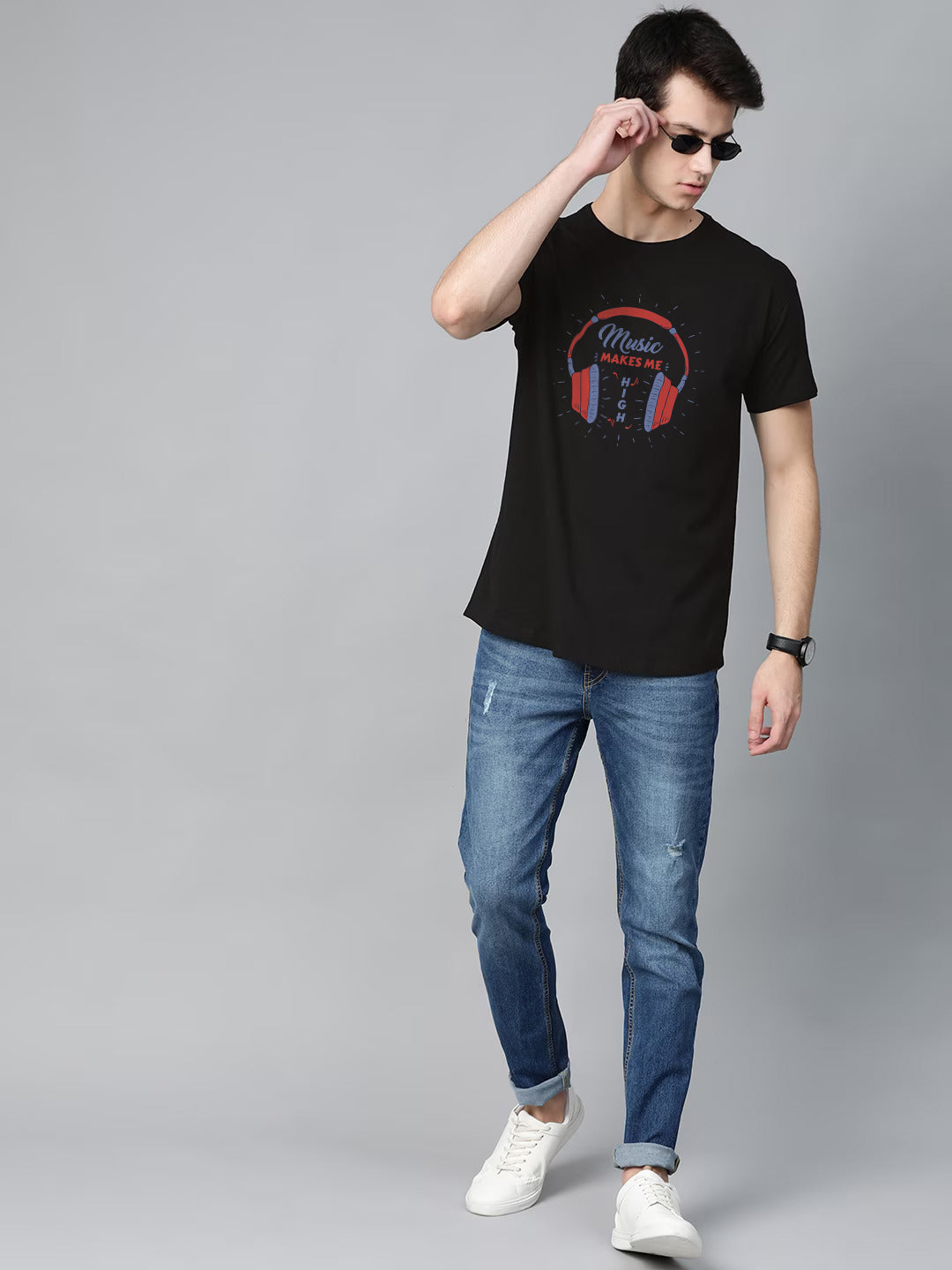 Music Makes Me Happy Half Sleeve T-Shirt