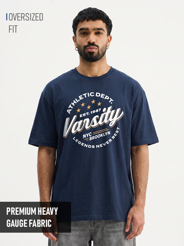 Nyc Brooklyn Oversized T-Shirt - Navy Blue