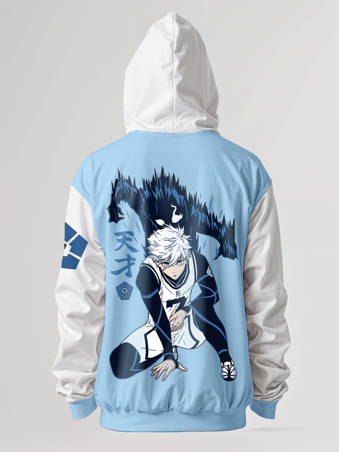 Nagi Blue Lock Oversized Hoodie - Multi Color Sky Blue/White