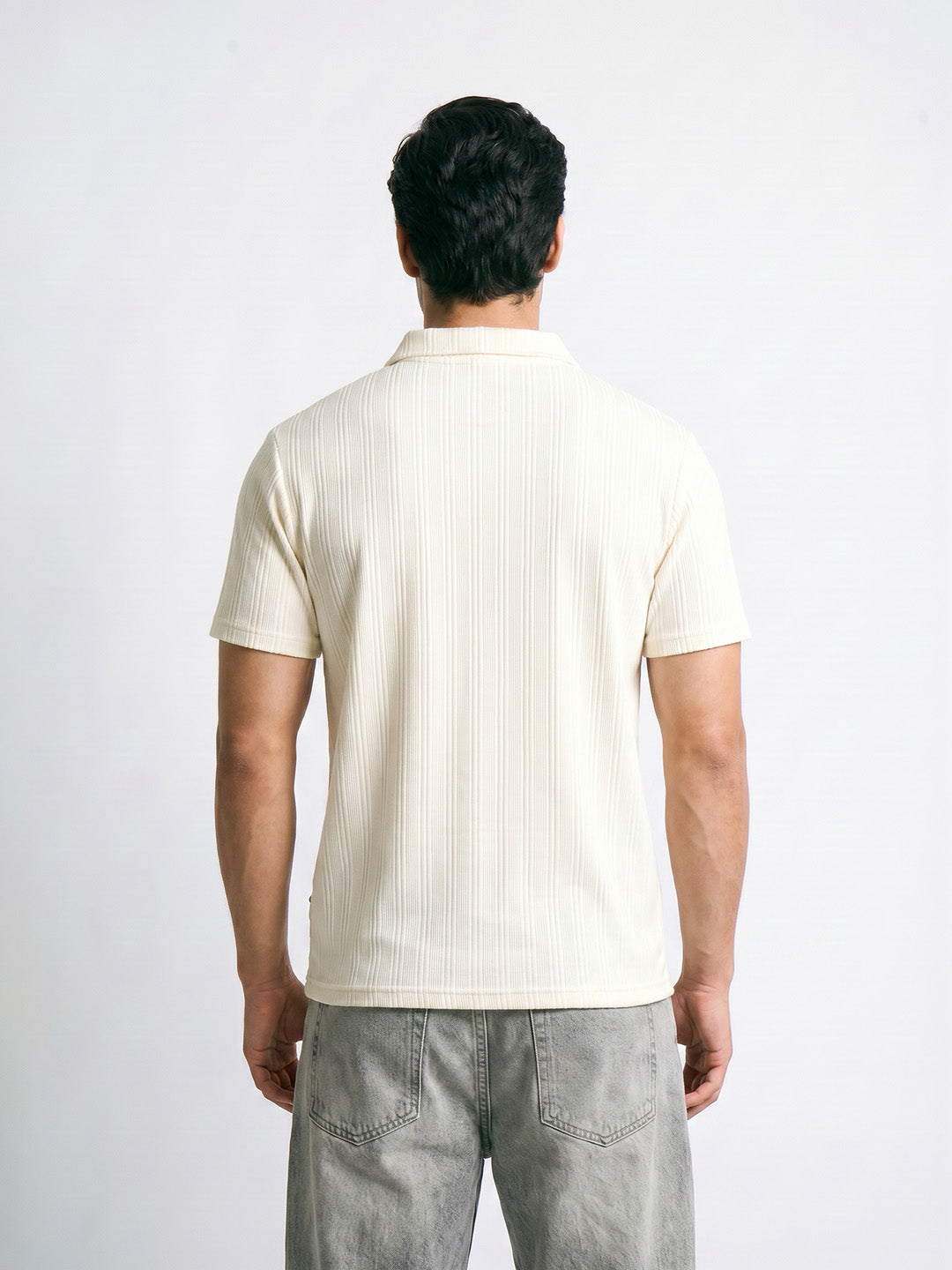 Neutral Wave Regular Polo T-Shirt - Off White