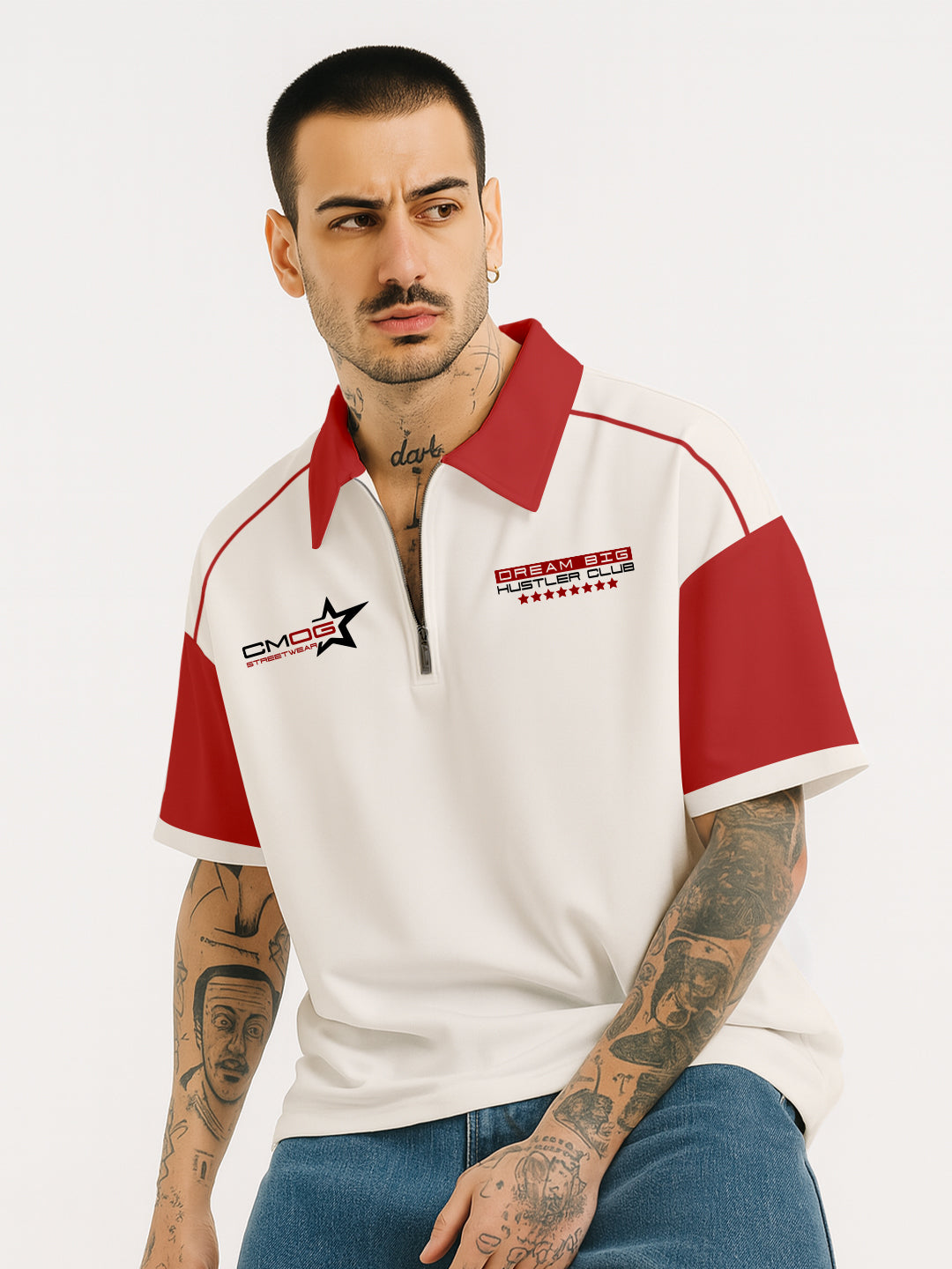 Never Stop Dreaming Oversized Polo T-Shirt - Multi Color