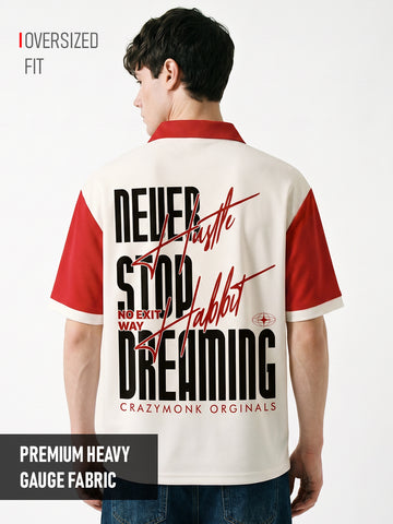 Never Stop Dreaming Oversized Polo T-Shirt - Multi Color