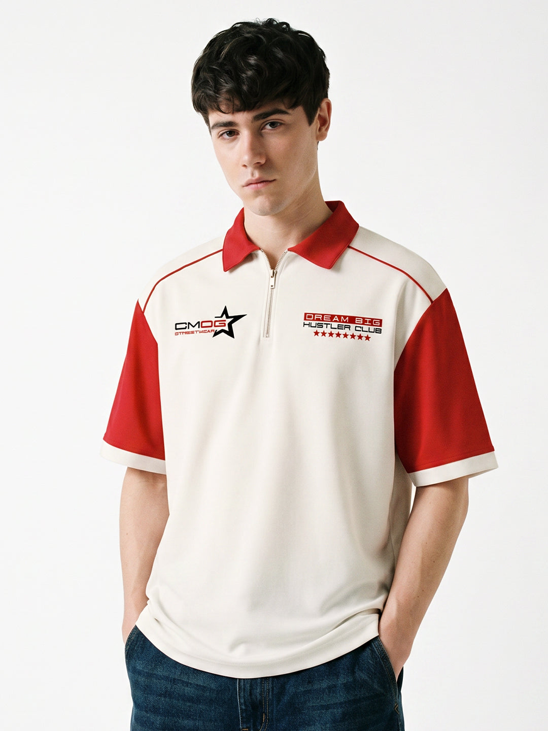 Never Stop Dreaming Oversized Polo T-Shirt - Multi Color