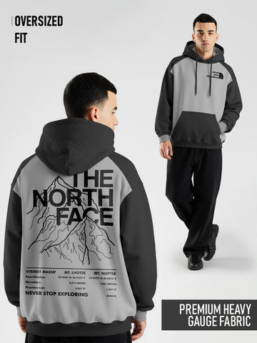 Never Stop Exploring Oversized Hoodie - LT.Grey & Black