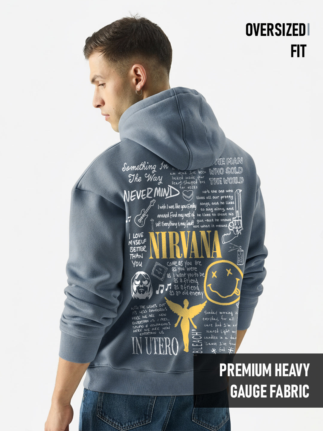 OVERSIZED HOODIE - Nirvana Oversized Hoodie - Metallic Grey