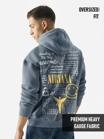 OVERSIZED HOODIE - Nirvana Oversized Hoodie - Metallic Grey