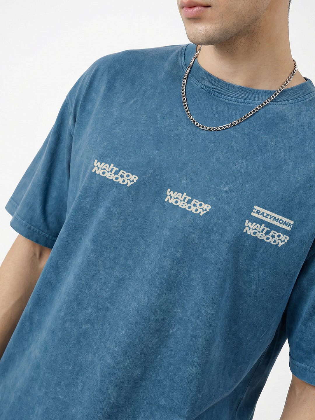 No Limits Acid Wash Oversized T-Shirt - Denim Blue Acid Wash