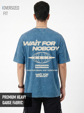 No Limits Acid Wash Oversized T-Shirt - Denim Blue Acid Wash