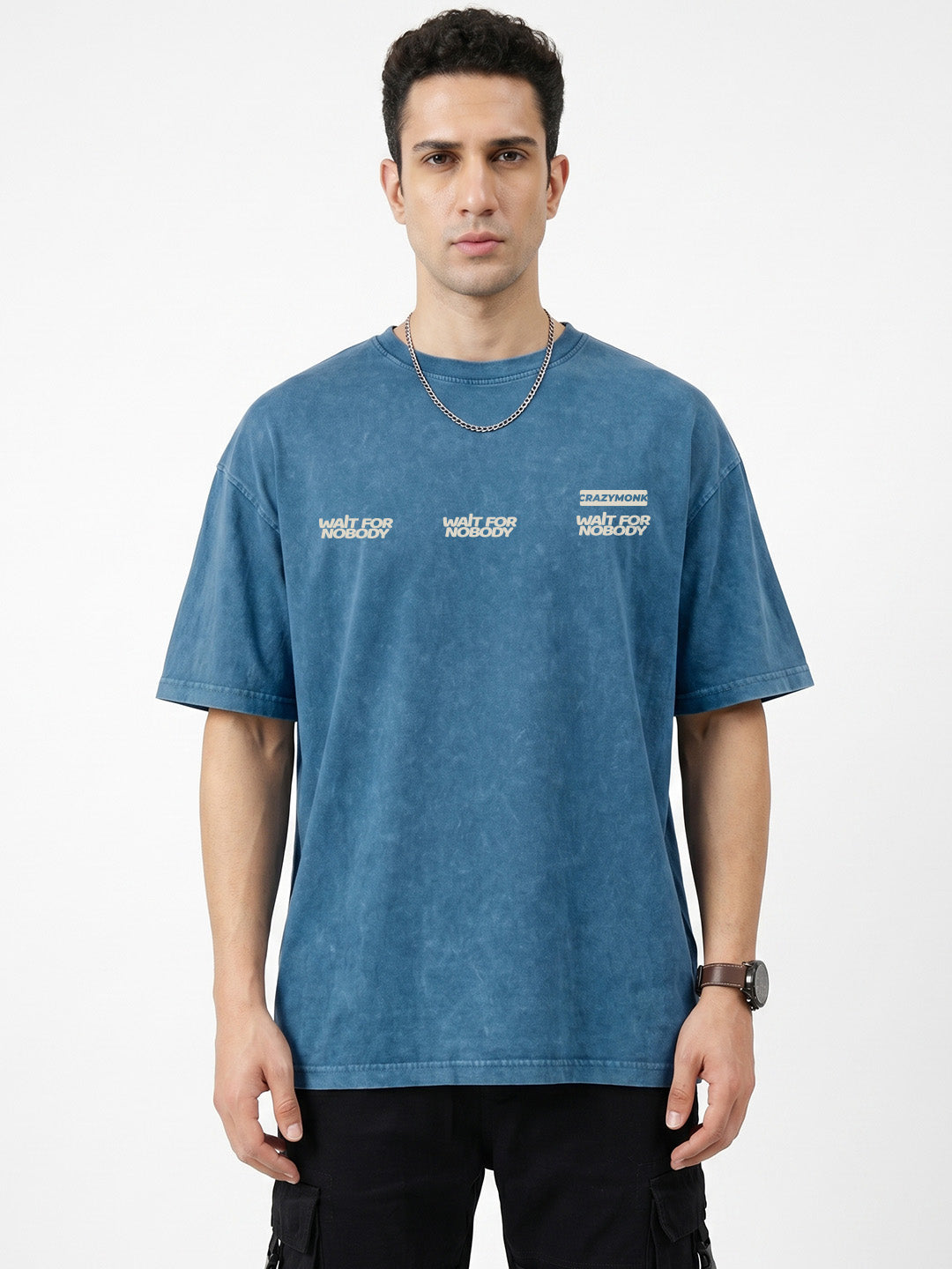 No Limits Acid Wash Oversized T-Shirt - Denim Blue Acid Wash