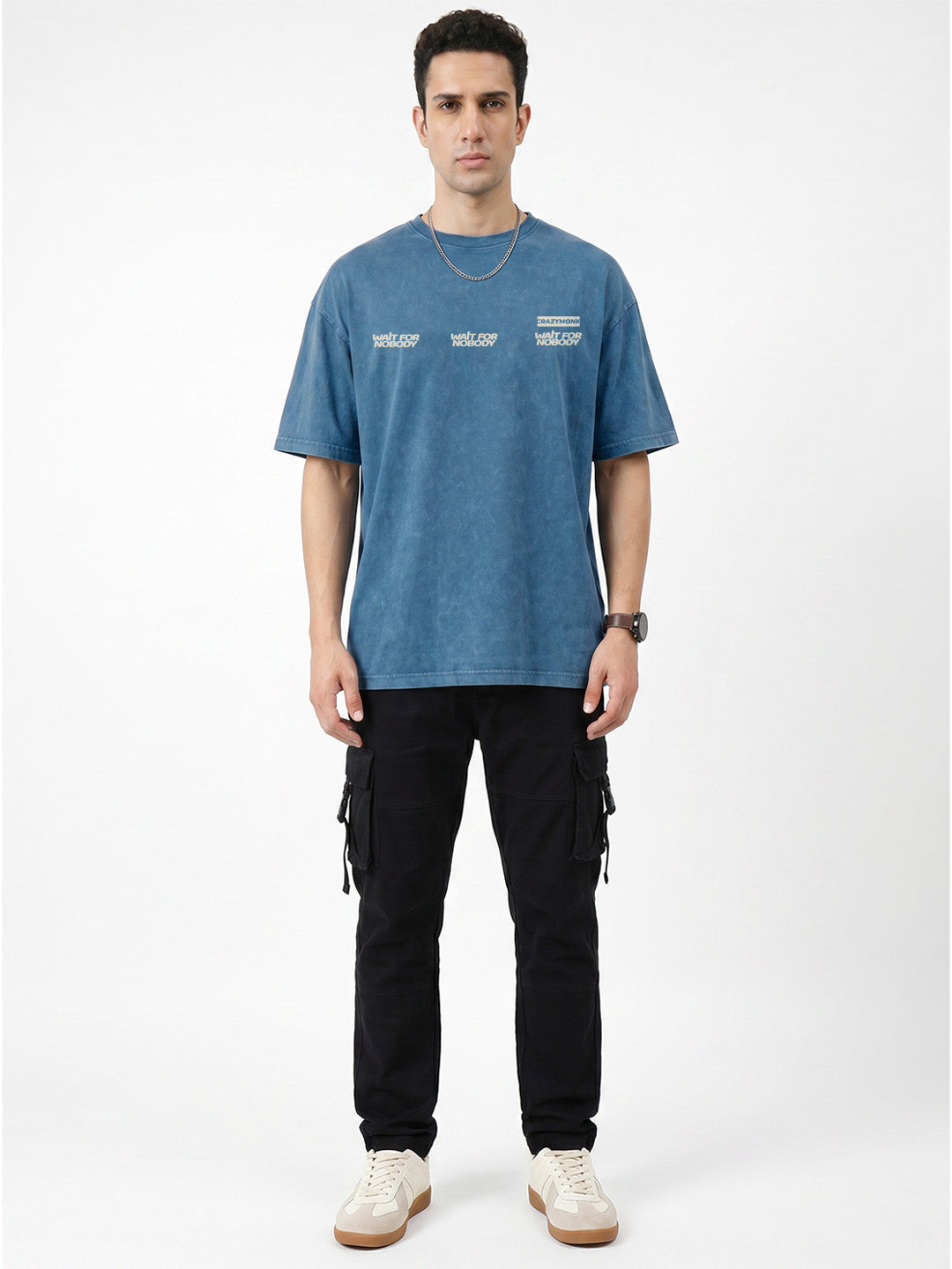 No Limits Acid Wash Oversized T-Shirt - Denim Blue Acid Wash