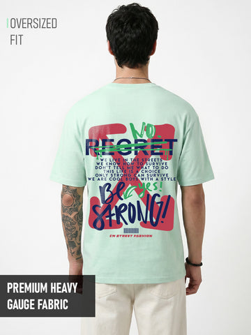 No Regrets Graphic Printed Oversized T-Shirt - Mint