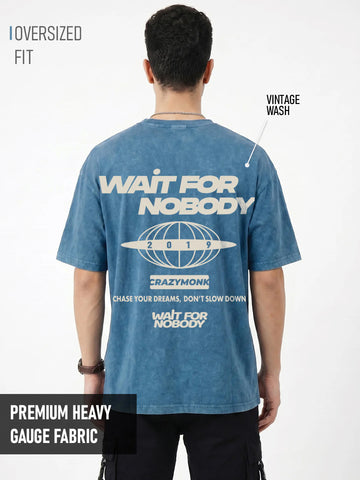 No Limits Acid Wash Oversized T-Shirt - Denim Blue Acid Wash