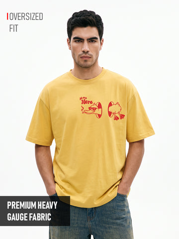 No One Here Oversized T-Shirt - Yellow