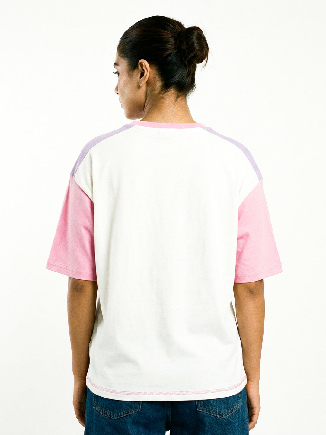 No Time For Toxic People Women Oversized T-Shirt - White/Lilac,  Rib-Pink