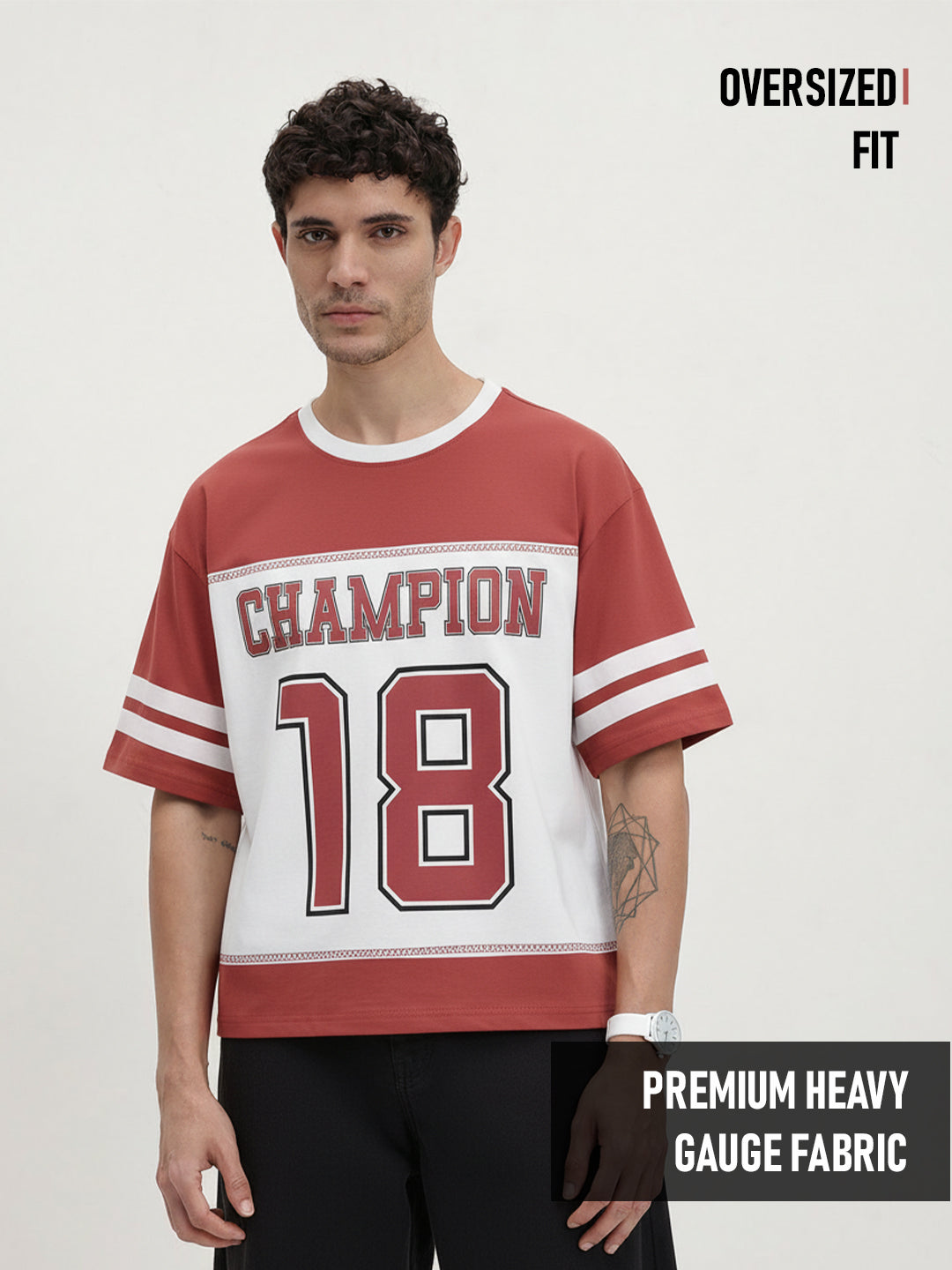 OG Champ 18 Oversized T-Shirt- Red & White