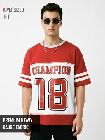 OG Champ 18 Oversized T-Shirt- Red & White