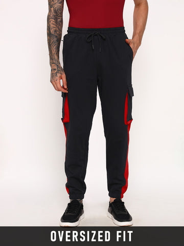 Unstoppable Oversized Cargo Joggers - Black & Red