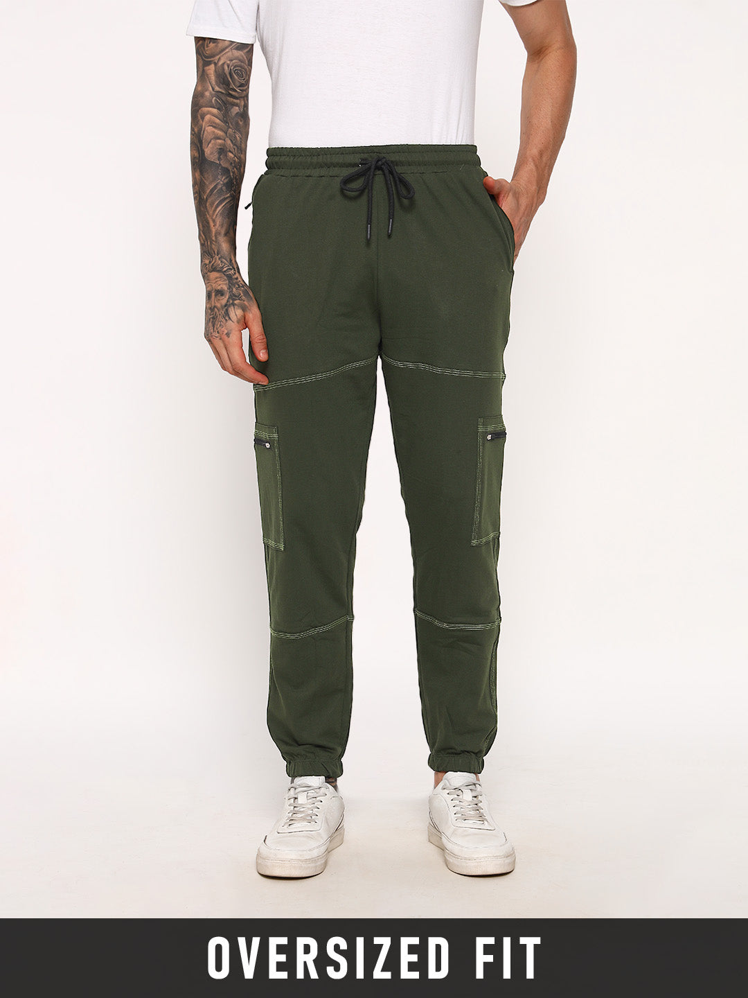 Lucas Cuts  Oversized Cargo Joggers - Green