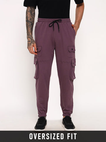 Magnus Oversized Cargo Joggers - Grapeade