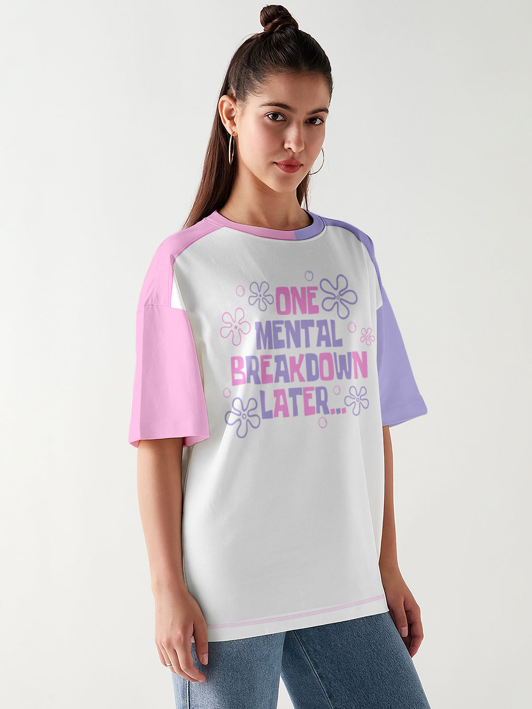 One Mental Breakdown Women Oversized T-Shirt - Multi Color