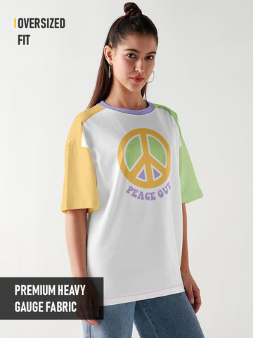 Peace Out  Women Oversized T-Shirt - Multi Color