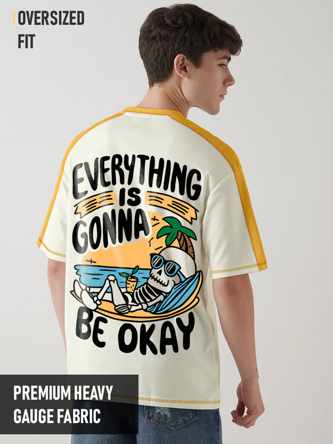 Every Thing is Gonna Be Okay Graphic Printed Oversized T-Shirt - Multi Color