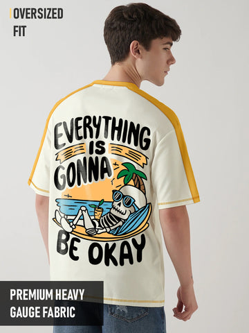 Every Thing is Gonna Be Okay Graphic Printed Oversized T-Shirt - Multi Color