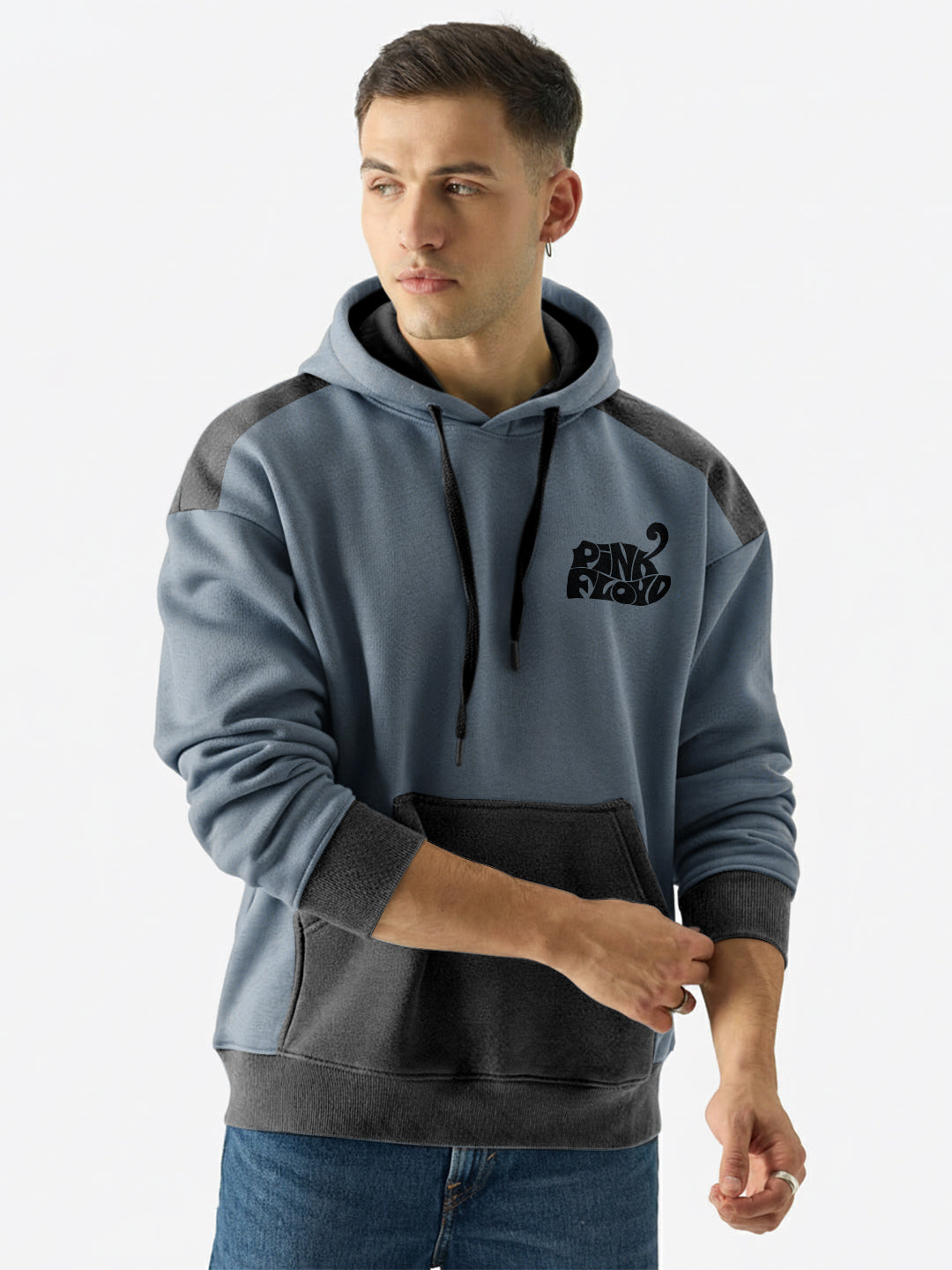 Pink Floyd Oversized Hoodie - Metallic Grey & Black