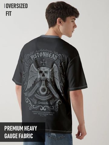 Piston Head Oversized T-Shirt - Black & Grey