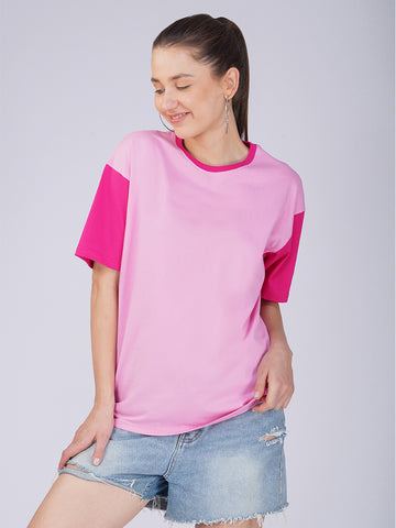 Plain Bubble Pink  Women Oversized T-Shirt