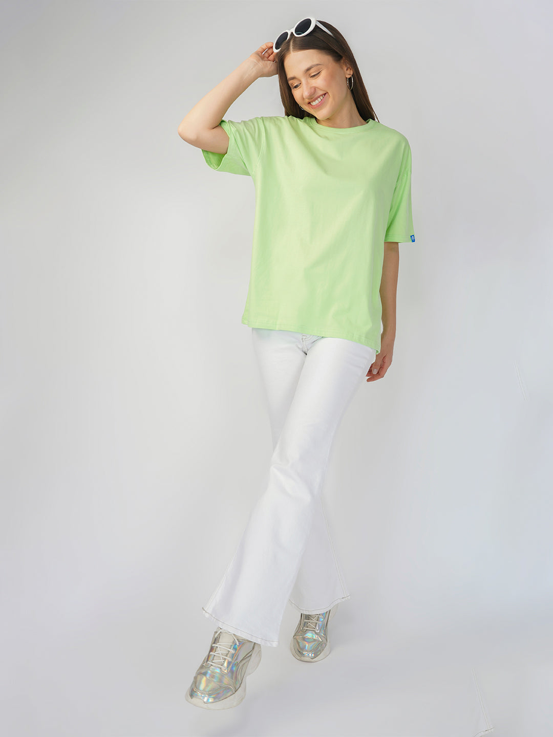 Plain Pastachio Green  Women Oversized T-Shirt
