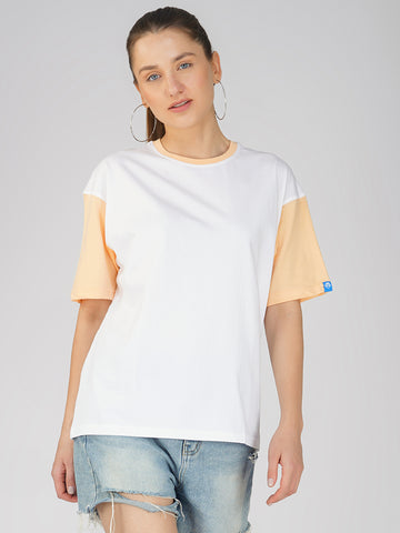 Plain White Fuzz  Women Oversized T-Shirt
