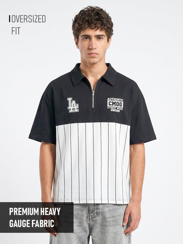 Polo - LA CM Originals Oversized Polo T-Shirt - White & Black