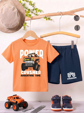 Kids - Power Crusher Orange Top & Navy Blue Bottom Set
