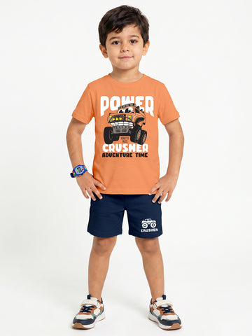 Kids - Power Crusher Orange Top & Navy Blue Bottom Set