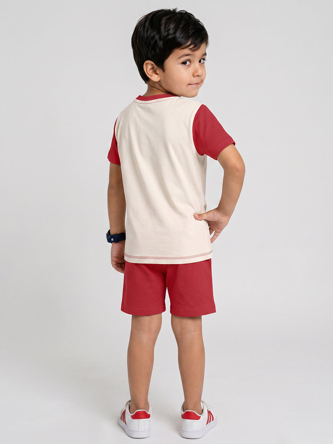 Kids - Raw Power Off White Red Top & Red Bottom Set