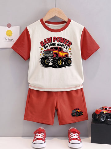 Kids - Raw Power Off White Red Top & Red Bottom Set