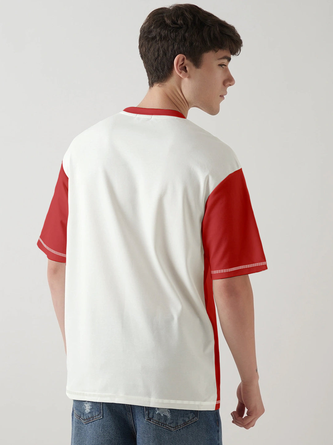 Plain Red and White Oversized T-Shirt - Red and White