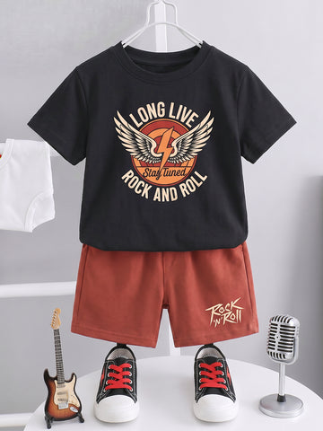 Kids - Rock and Roll Black Top & Maroon Bottom Set