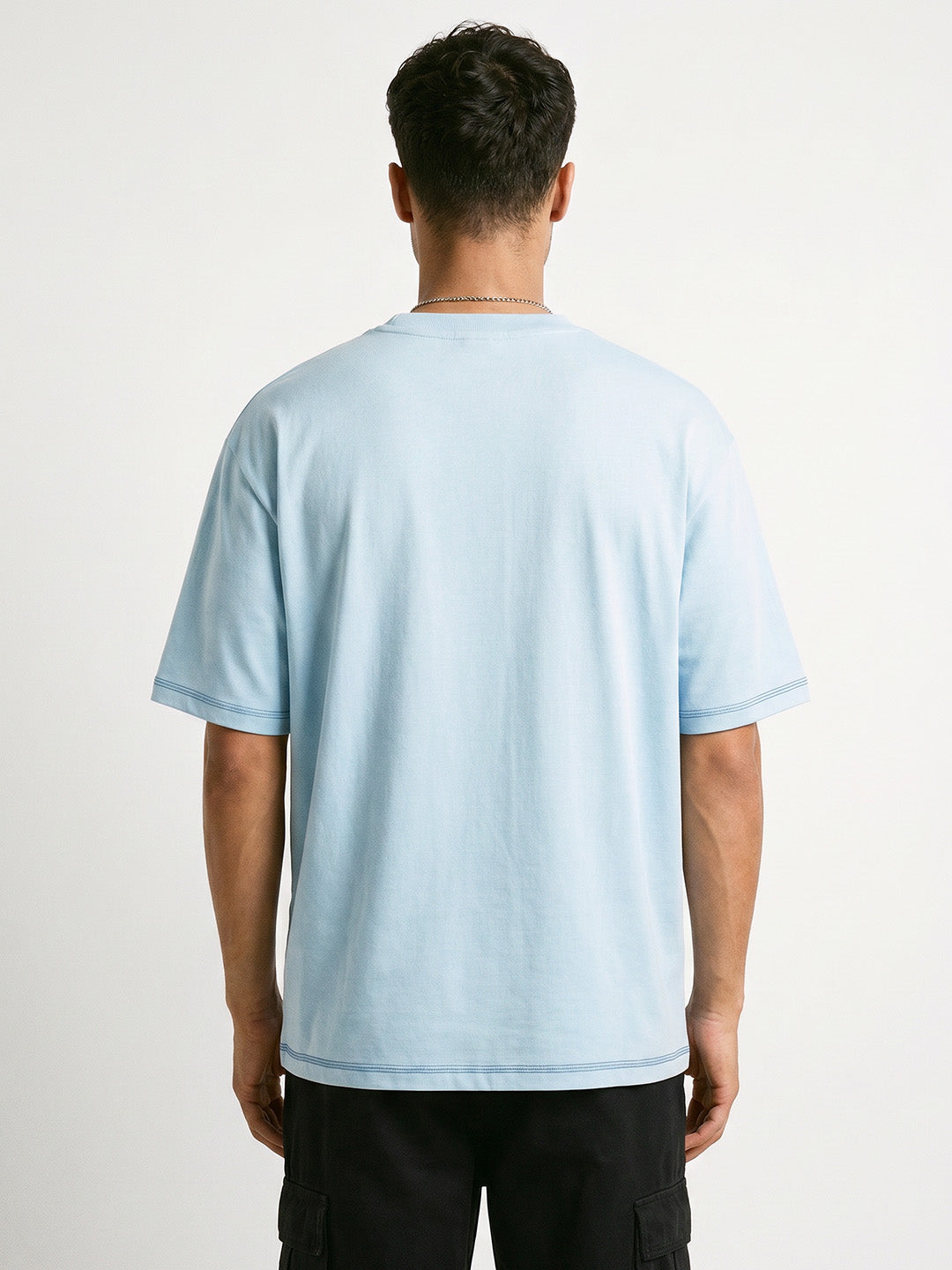 Slow Life Oversized T-Shirt - Contrast 4 Thread - Sky Blue