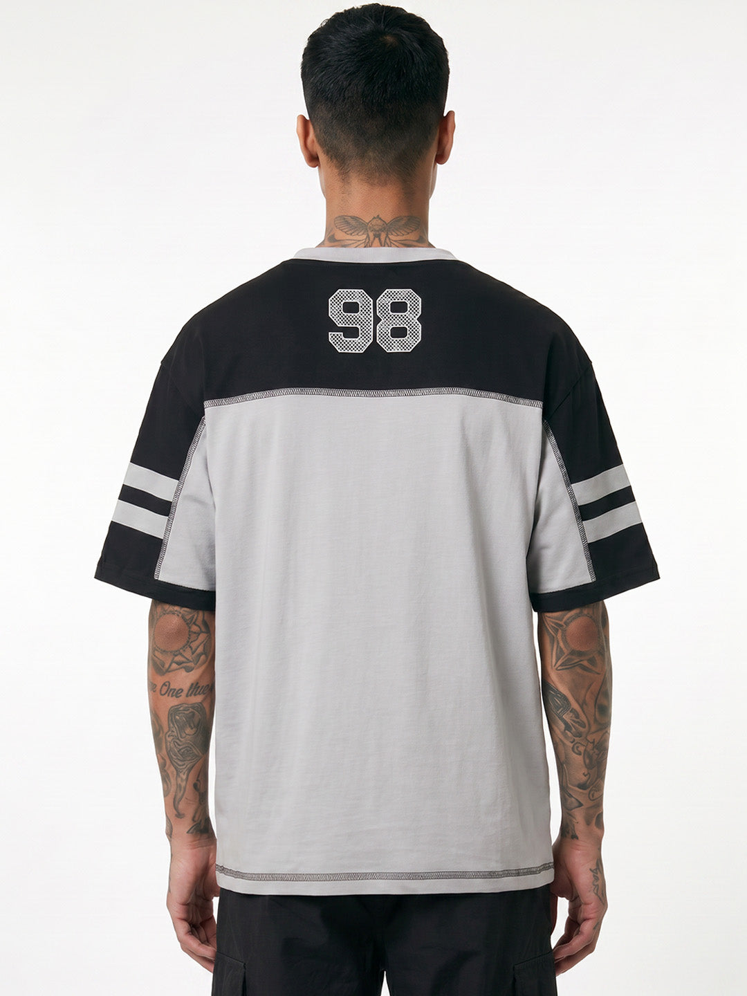 Sprint Club Oversized T-Shirt - Contrsat 5 Thread Black & Light Grey