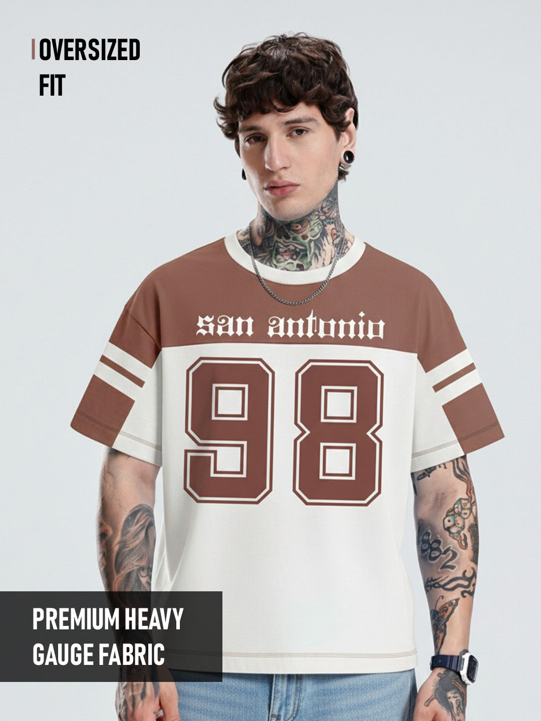 San Antonio Oversized T-Shirt - Rust & Off White