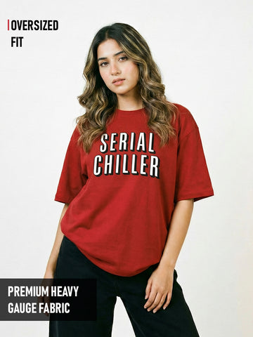 Serial Chiller Women Oversized T-Shirt - Red
