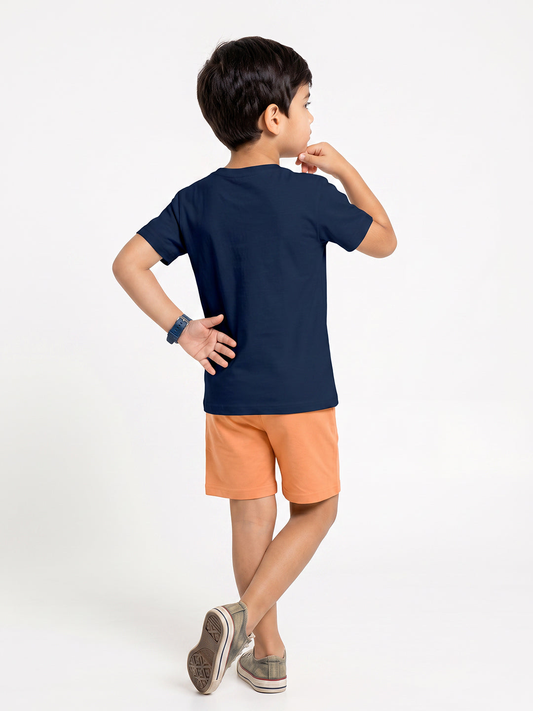 Kids - Skate More Navy Blue Top & Orange Bottom Set