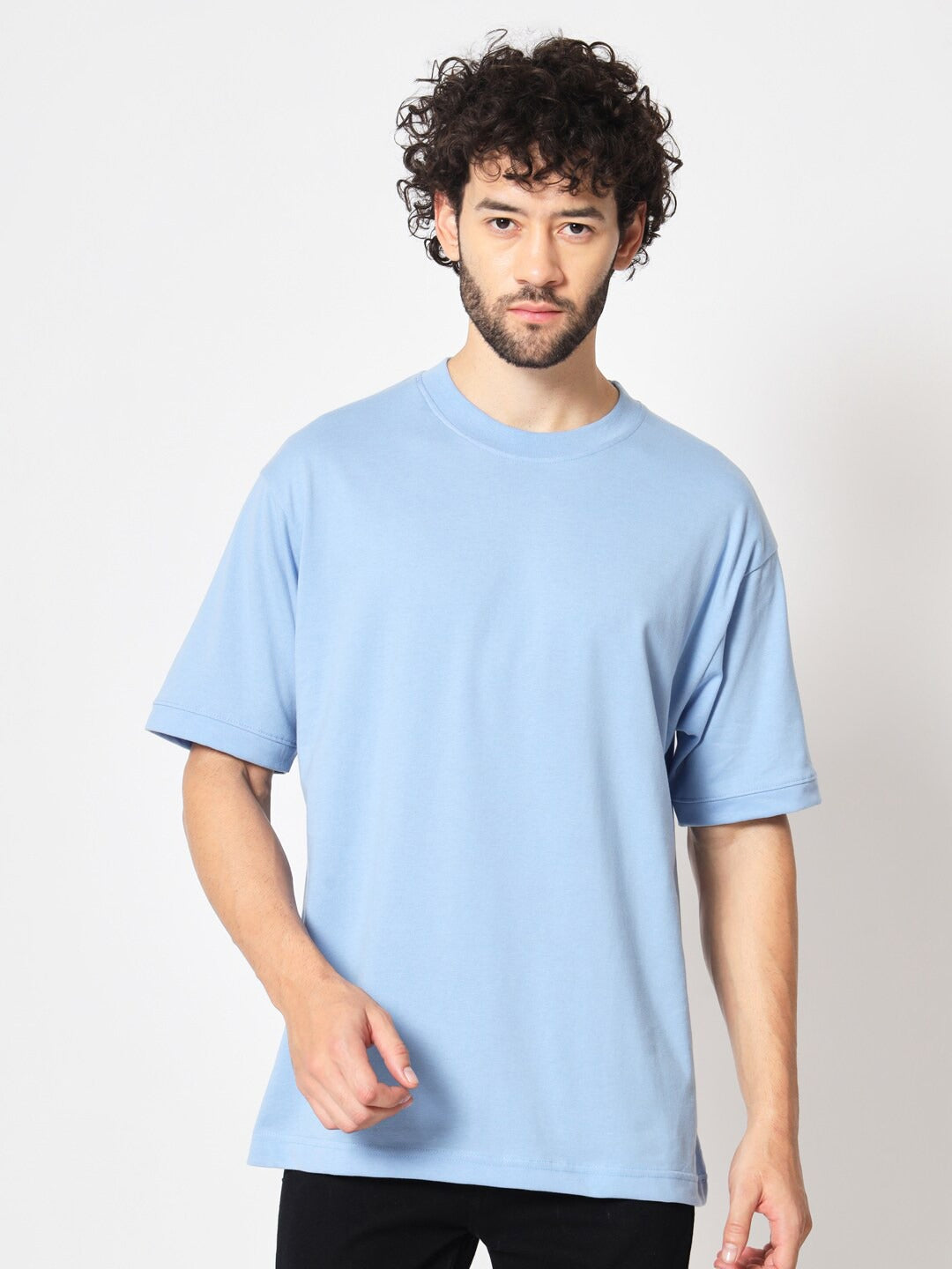 Plain Sky Blue Oversized T-Shirt