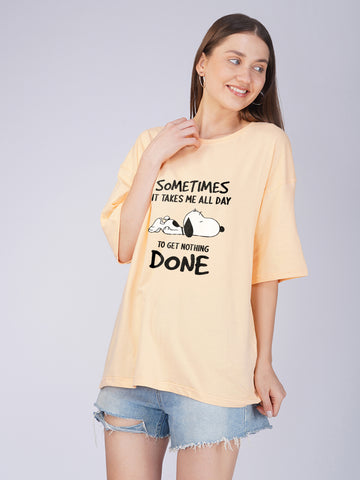 Snoopy Done Women Oversized T-Shirt