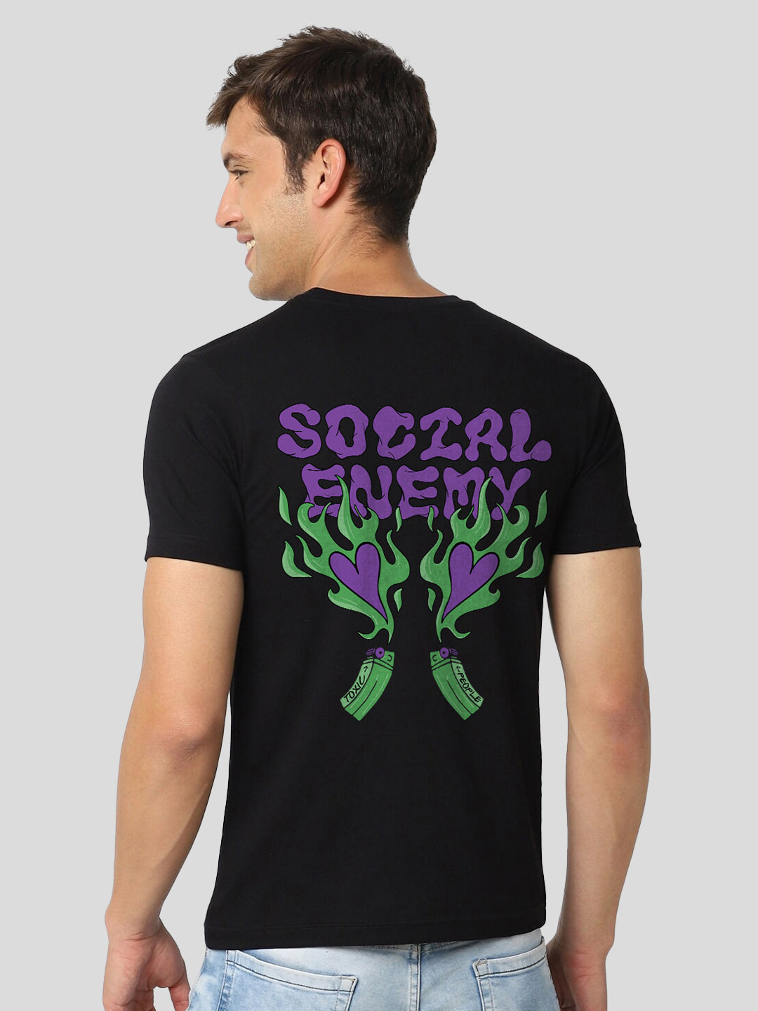 Social Enemy Half Sleeve T-Shirt