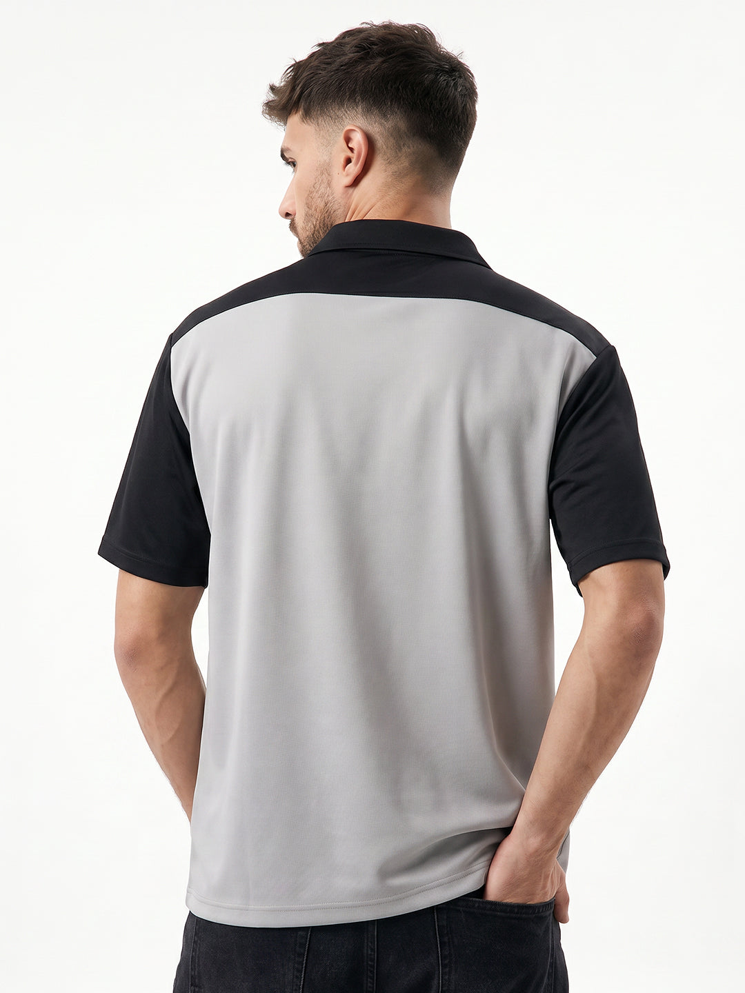 Polo - Speed Hunters Oversized Polo T-Shirt - Black & Lt.Grey